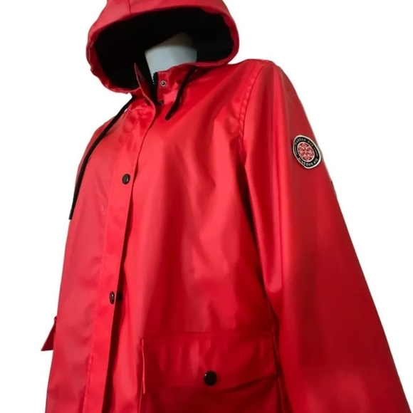 Madden NYC Steve Madden Raincoat Jacket Red Coat Size Medium Polyurethane - Picture 3 of 16